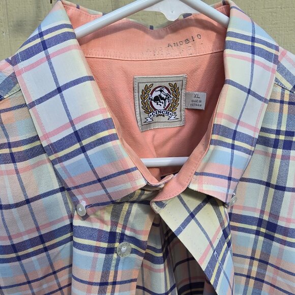 Cinch XL Short Sleeved Button Down Sport Shirt Plaid Pattern - Picture 3 of 7